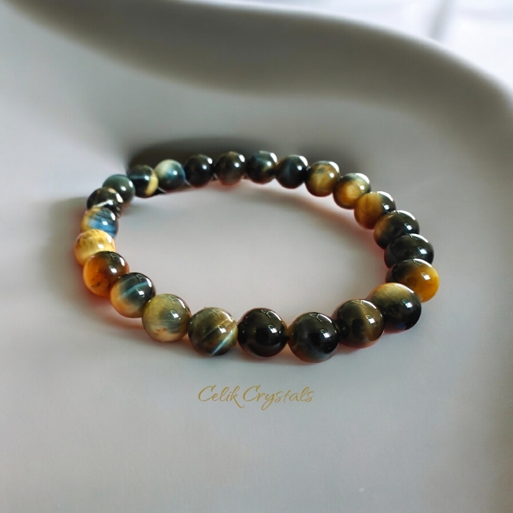 Golden Tiger Eye Bracelet - Unisex 8mm - Picture 1 of 6